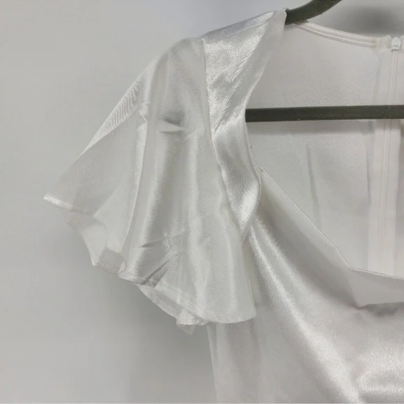 NWT MORRISDAY Elegant White Satin Dress - Picture 3 of 5